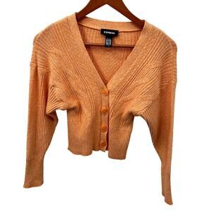 EXPRESS Orange Button Down Knit Cardigan // XS